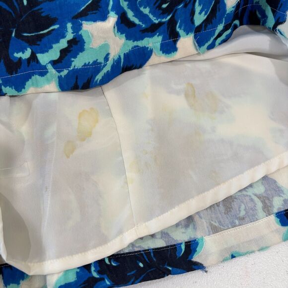 Porridge Anthropologie Blue Roses Floral Dress 2 Pleats Cottage Tea Garden Party - Picture 15 of 15